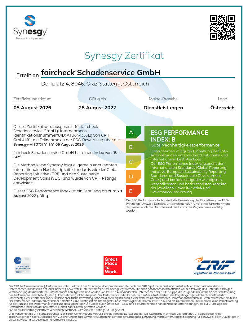SurveyCertificate_faircheck Schadenservice GmbH_05_08_2026